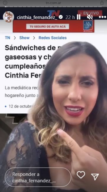 El enojo de Cinthia Fernández tras las críticas que recibió por su