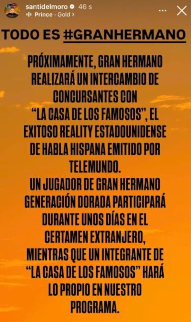Santiago del Moro sorprendió con un anuncio en GH: se viene un intercambio internacional