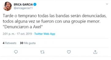 Tras la denuncia contra Axel, opinó Erica García: 