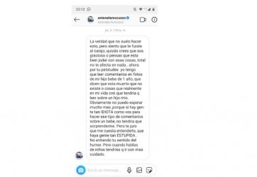 Se filtró un mensaje de Antonela Roccuzzo a un seguidor que se burló de su hijo