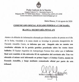 Escándalo: el juzgado desmiente identificación del cuerpo hallado en Villarino
