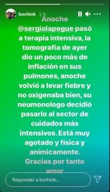 Sergio Lapegüe volvió a terapia intensiva tras una complicación en su salud
