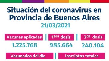 Llegan 120.000 dosis de Sputnik V a la Provincia para vacunar a mayores de 60 años