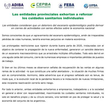 En alerta, industriales bonaerenses piden reforzar los cuidados individuales para evitar restricciones