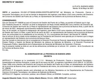 Oficializaron la designación del nuevo presidente del Puerto La Plata