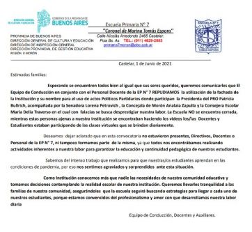 Bullrich llevó su campaña contra la virtualidad a una escuela y los directivos salieron a desmentirla