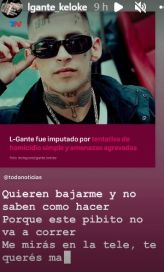 La reacción de L-Gante tras ser imputado por tentativa de homicidio