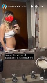 Mica Viciconte mostró su figura a días del nacimiento de Luca Cubero