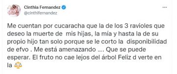 El fuerte mensaje de Cinthia Fernández contra la madre de Matías Defederico