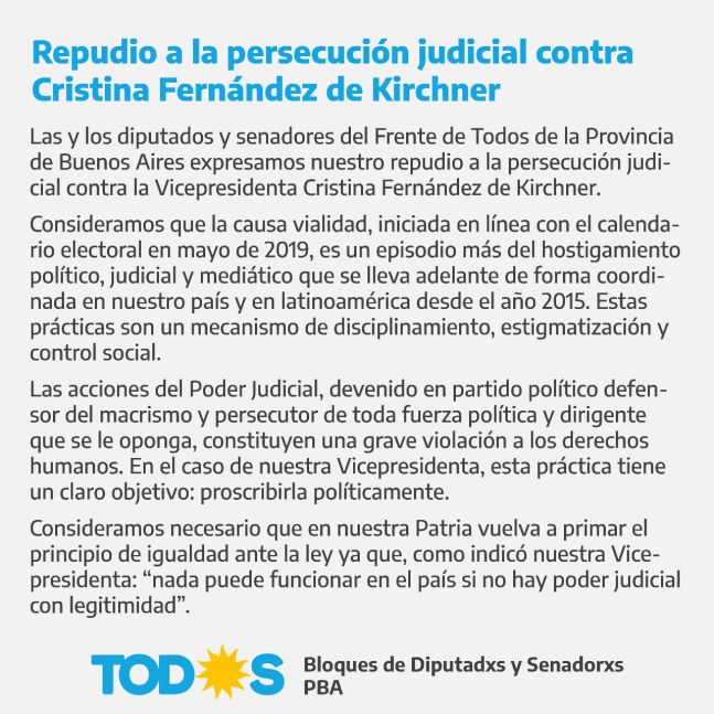 Contundente apoyo a Cristina Kirchner de la política en las redes sociales - La Tecla