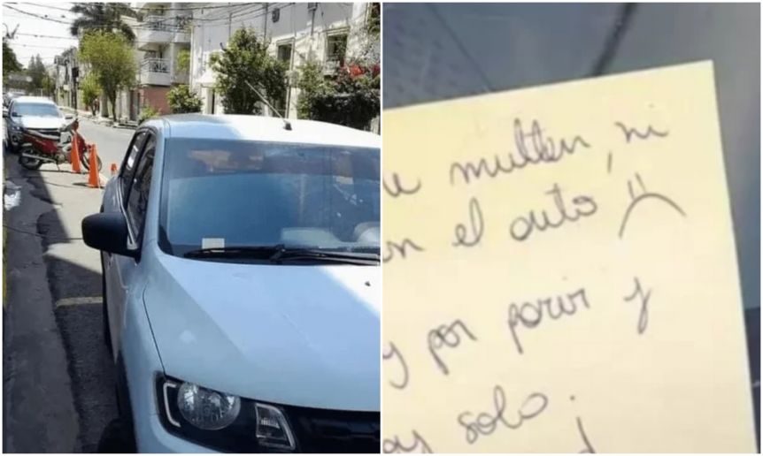 Una embarazada estacionó mal su auto y le dejó un insólito mensaje a los inspectores de tránsito