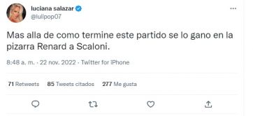 Luciana Salazar criticó a Lionel Scaloni tras la derrota de la Selección Argentina