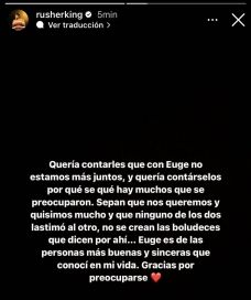 La China Suárez y Rusherking confirmaron su separación, aunque hay dudas al respecto
