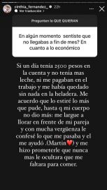 Cinthia Fernández recordó cuando no llegaba a fin de mes: 