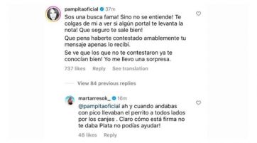 Trataron a Pampita de 