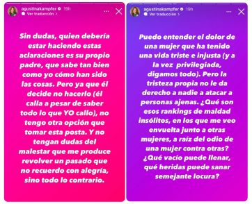 El contundente descargo de Agustina Kampfer tras los dichos de More Rial: 
