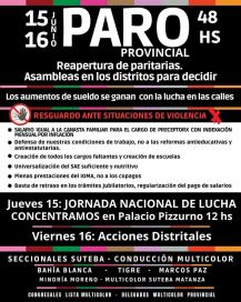 En la previa al finde XXL, docentes bonaerenses iniciaron un paro de 48 horas