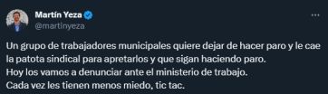 Yeza no logra encauzar el conflicto municipal y desde los gremios lo tildaron de 