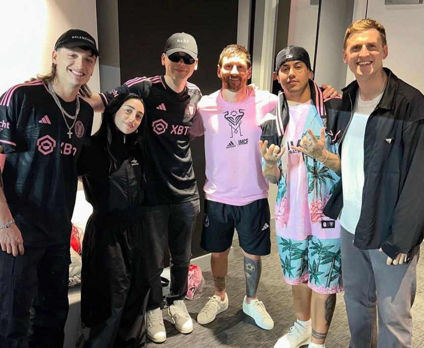 Cómo fue el encuentro de Peso Pluma, Nicki Nicole, Bizarrap, Duki y Louta con Messi en Miami