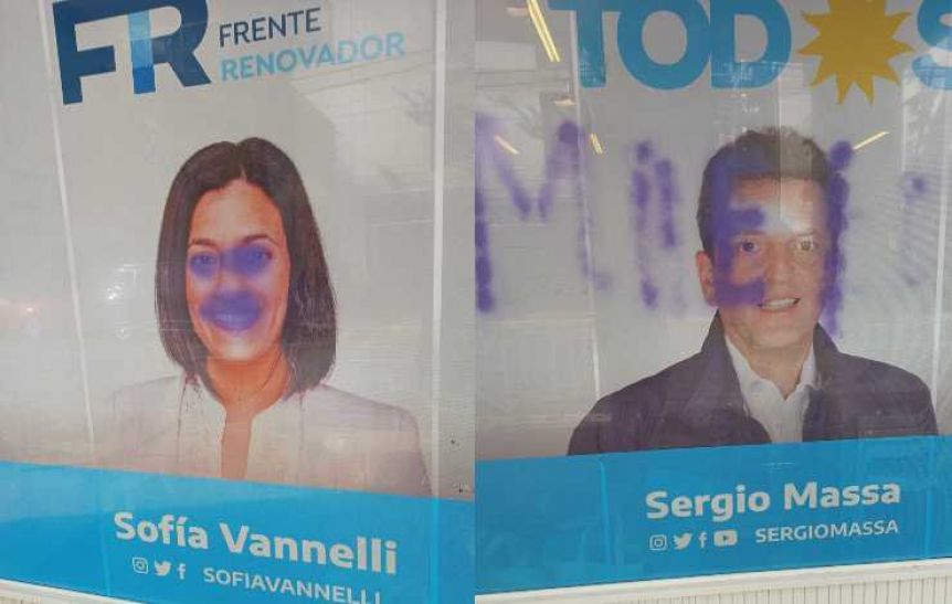 El massismo denunció vandalización de un local con consignas libertarias