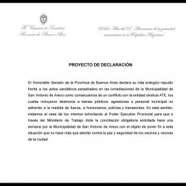 Reclaman a Kicillof que intervenga en el conflicto de los municipales de San Antonio de Areco