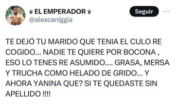 Alex Caniggia disparó contra Yanina Latorre y se convirtió en tendencia