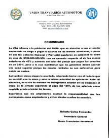 La UTA va a reducir las tareas en La Plata, Berisso y Ensenada, tras el fracaso en la reunión con empresarios