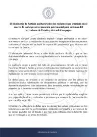 El gobierno auditará lo reclamos por la Ley de reparación de Victimas del terrorismo de Estado y detendrá los pagos