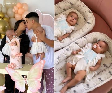 Las fotos del mega festejo por los tres meses de las gemelas de Daniela Celis y Thiago Medina