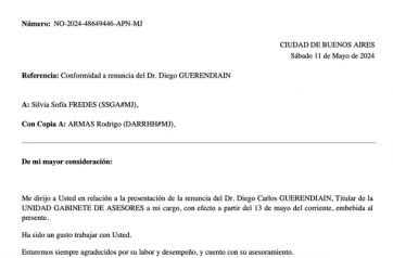 Uno más y van: renunció el jefe de Gabinete del Ministerio de Justicia