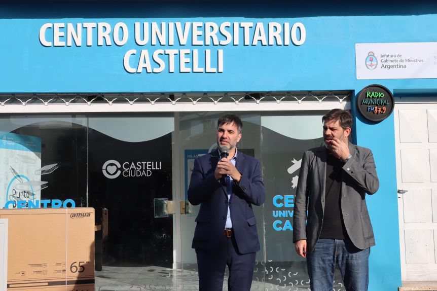 Castelli potencia la educación: inauguran moderno SUM en el Centro Universitario
