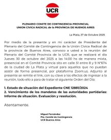 Convocatoria urgente en la UCR bonaerense: buscan normalizar la conducción