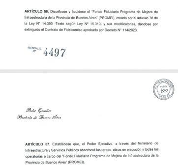 Kicillof plantea disolver dos fondos fiduciarios de obras e infraestructura