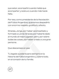 La despedida inmesa a Jorge Messi por parte de los clubes, famosos y colegas