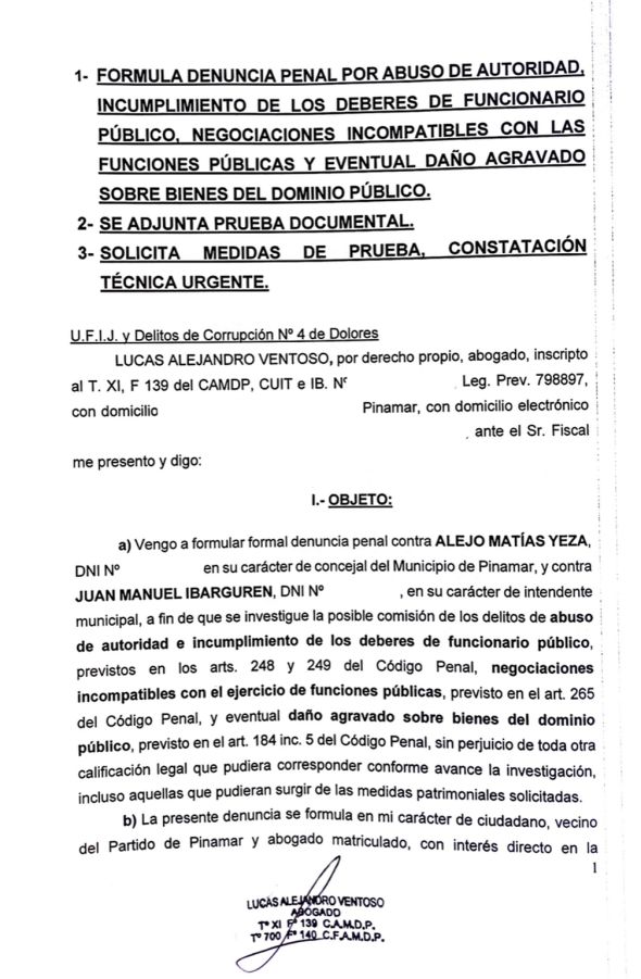 Pinamar: el Enduro llegó a la Justicia con una denuncia contra Ibarguren y Alejo Yeza
