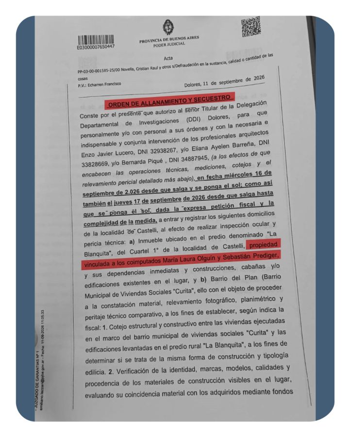 Escándalo en el interior bonaerense: allanaron a dos imputados por el uso de materiales municipales