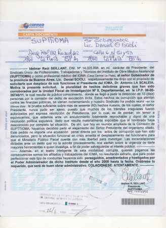 IOMA: piden la renuncia de La Scaleia