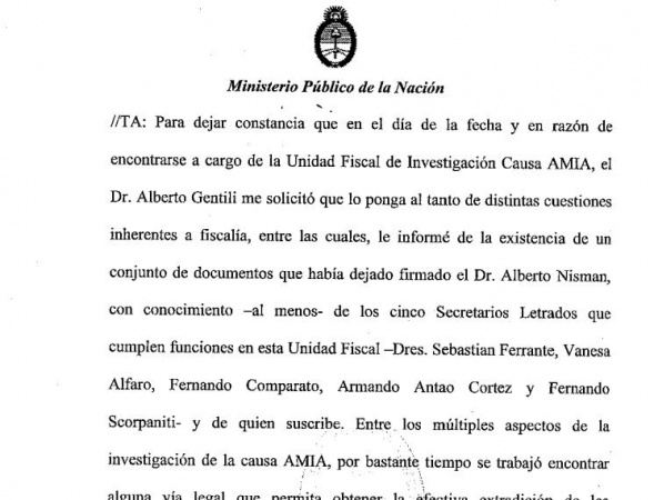 Difunden los documentos de Nisman