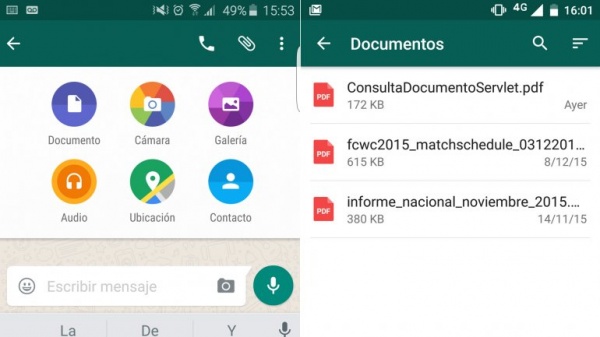 Whatsapp ya permite enviar documentos en PDF