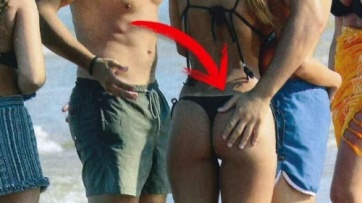 La mano juguetona de Lucas Velazco sobre María del Mar