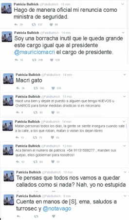 Inseguridad virtual: A Bullrich le hackearon el Twitter