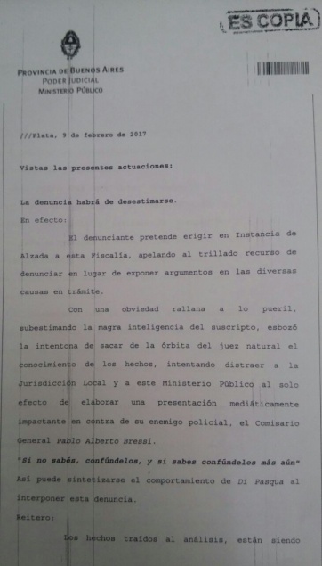 Con un crítico fallo, desestimaron la denuncia de comisario general contra el Jefe de Policía Bonaerense