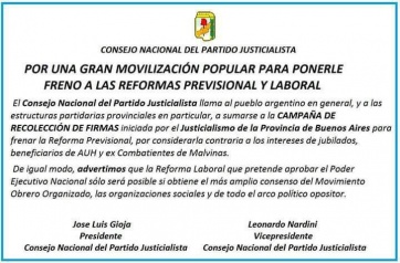 El PJ nacional se suma a su línea bonaerense y al kirchnerismo para luchar contra la reforma previsional