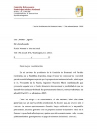 Dear Christine: con la firma de Moreno, el PJ le mandó una carta al FMI