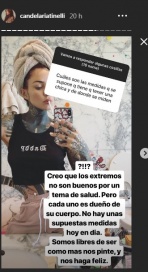 Cande Tinelli sin filtro en Insta Stories