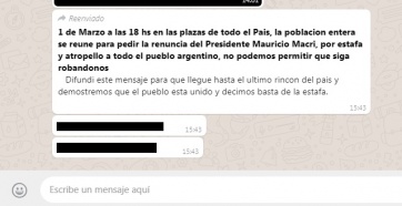 Convocan por WhatsApp a una marcha para “pedir la renuncia” de Macri