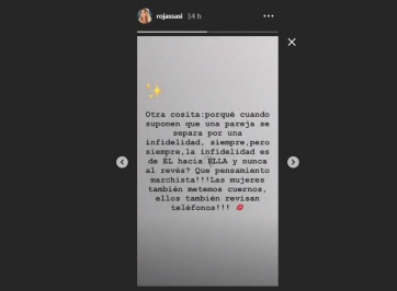 Sabrina Rojas y un sugerente mensaje: “Las mujeres también metemos los cuernos”