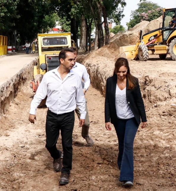 Vidal recorrió junto a Tagliaferro una obra hidráulica en Morón
